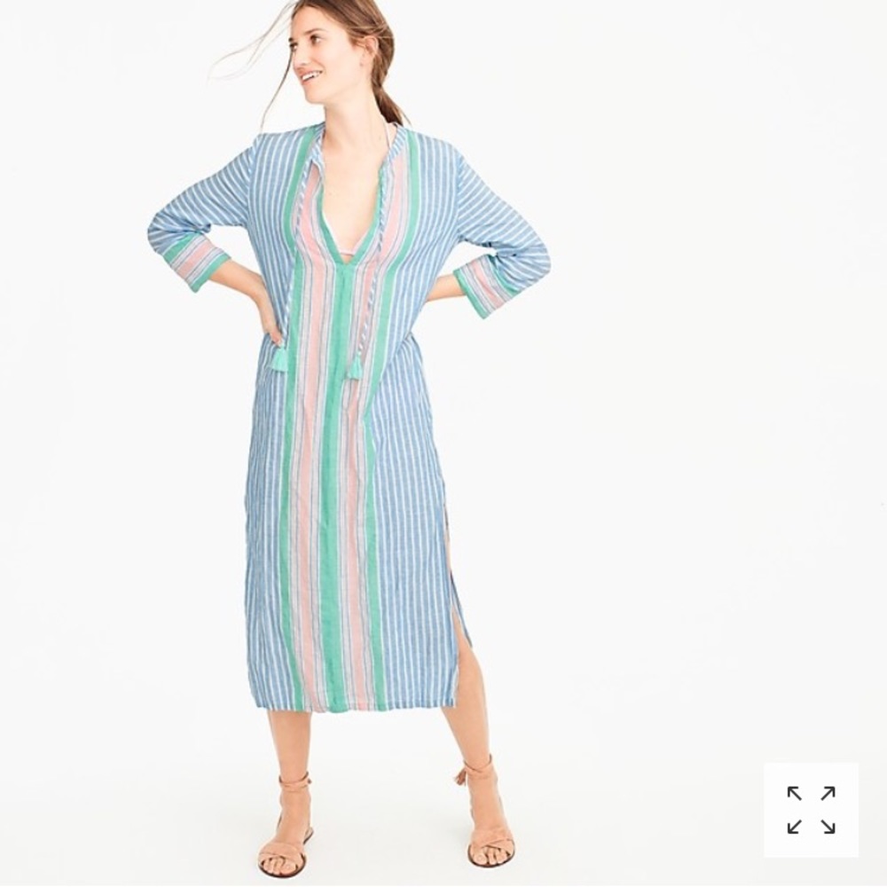 J Crew Linen Beach Swimsuit Cover Up Kaftan